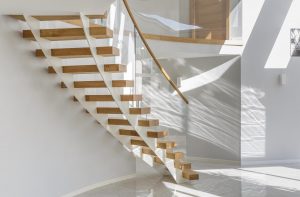 slim steel staircase with open treads