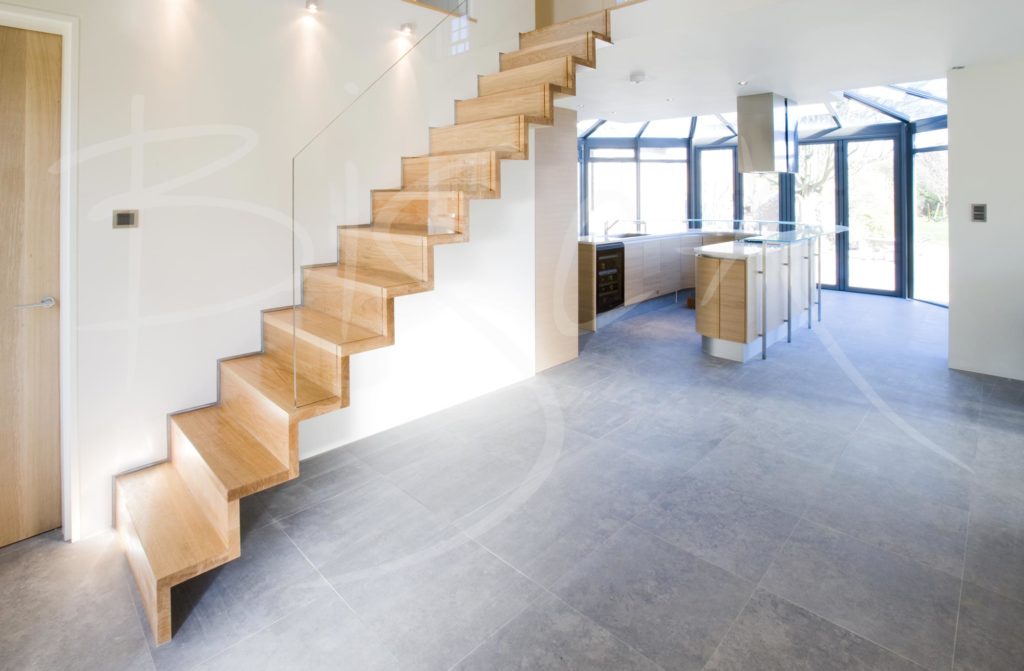 1996 - Bisca Contemporary Oak Cantilever Staircase Design Channel Islands