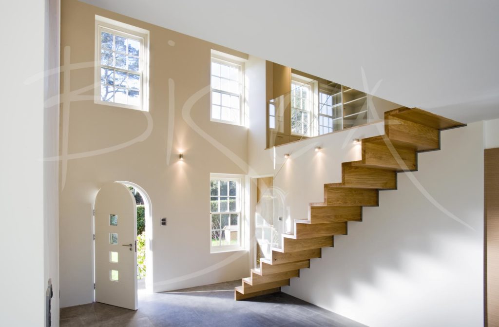 1996 - Bisca Contemporary Oak Cantilever Staircase Design Channel Islands