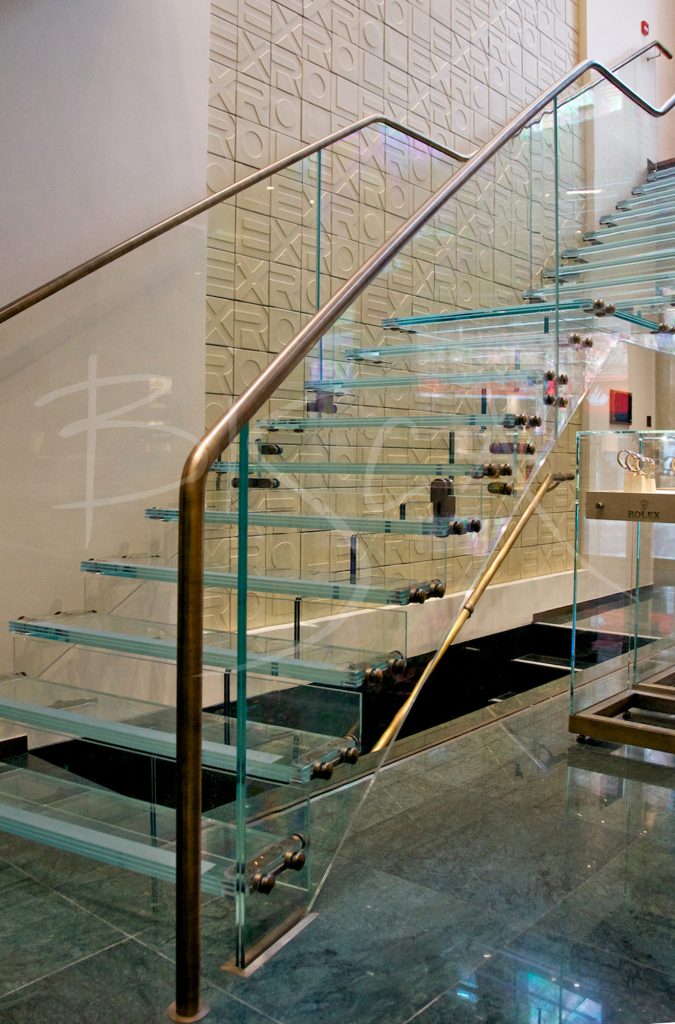 3322 - Bisca glass staircase design for Rolex Leeds