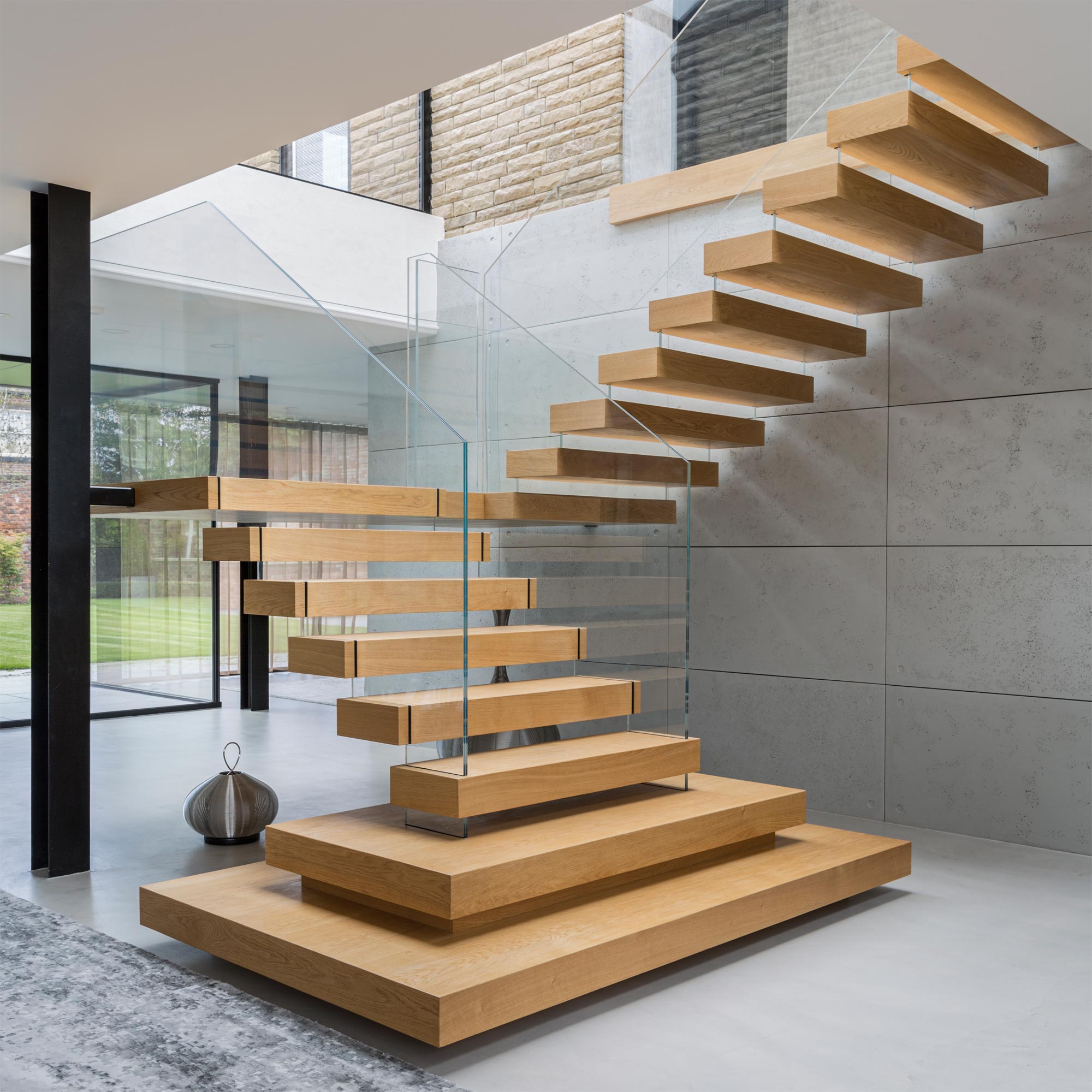 floating treads staircase bespoke oak staircase Bisca