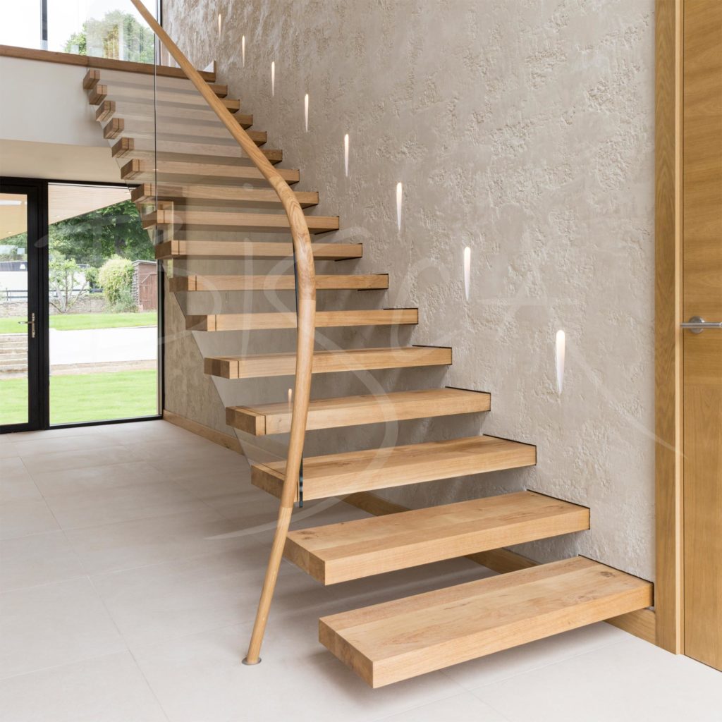 Oak cantilever staircase design uk