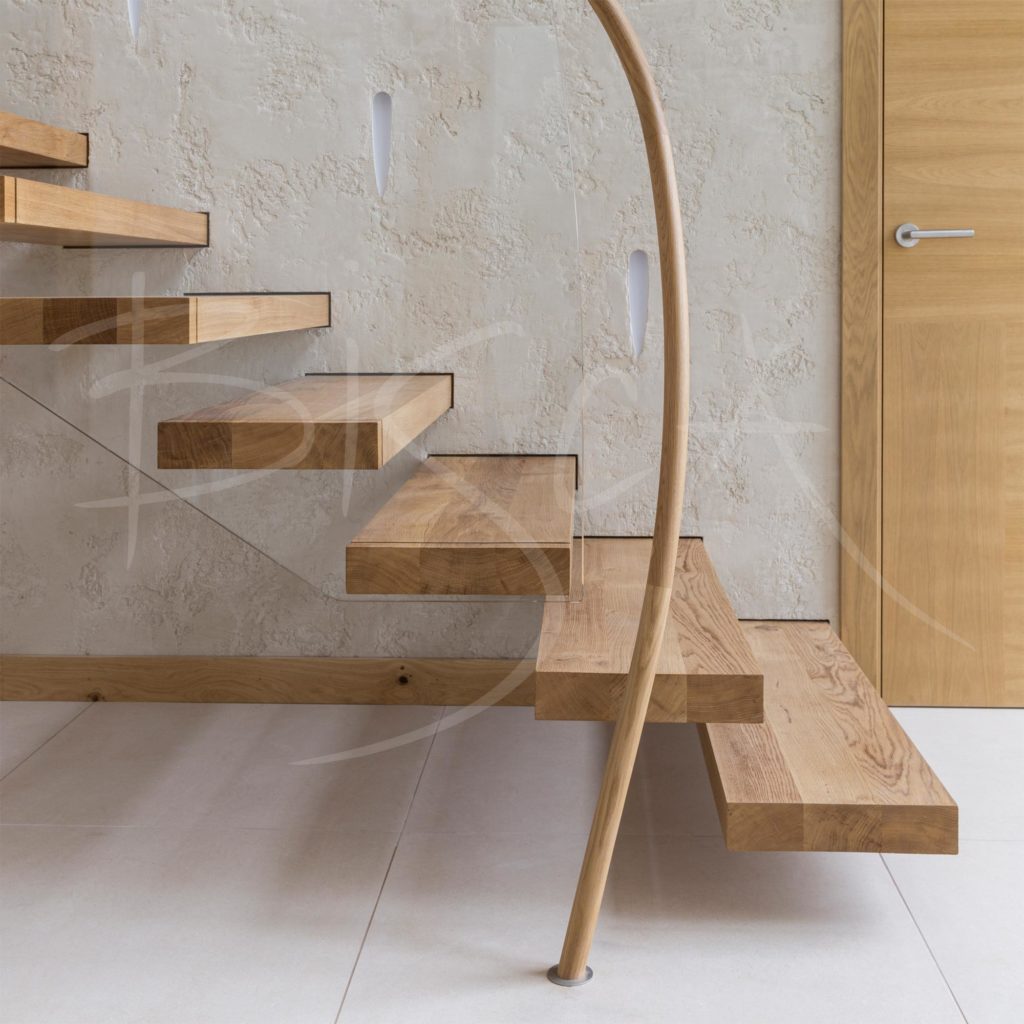 Oak cantilever staircase design uk