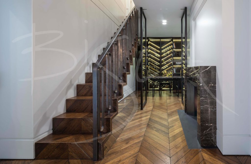 chevron herringbone parquet staircase stairs design London