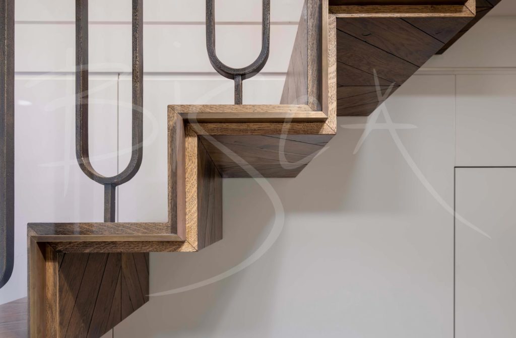 chevron herringbone parquet staircase stairs design London
