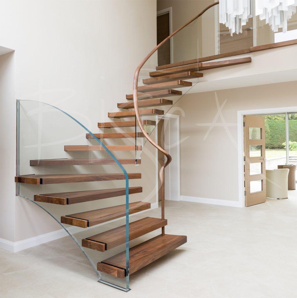 floating stairs glass balustrade by Biscsa