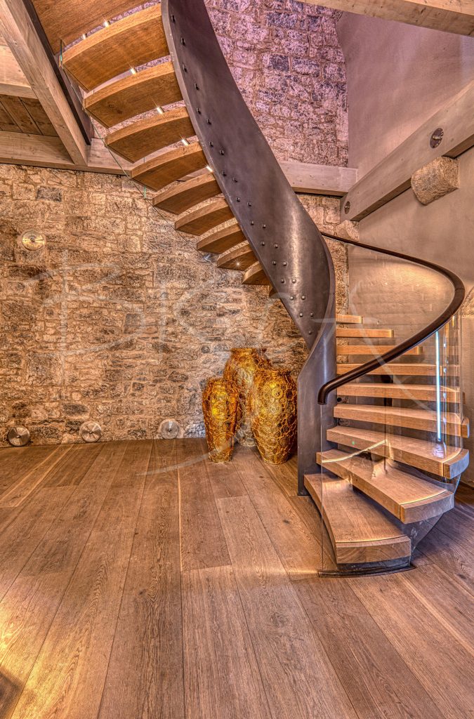 Bisca bespoke helical staircase Belvelly Castle staircase as shown on RTE castle restoration program