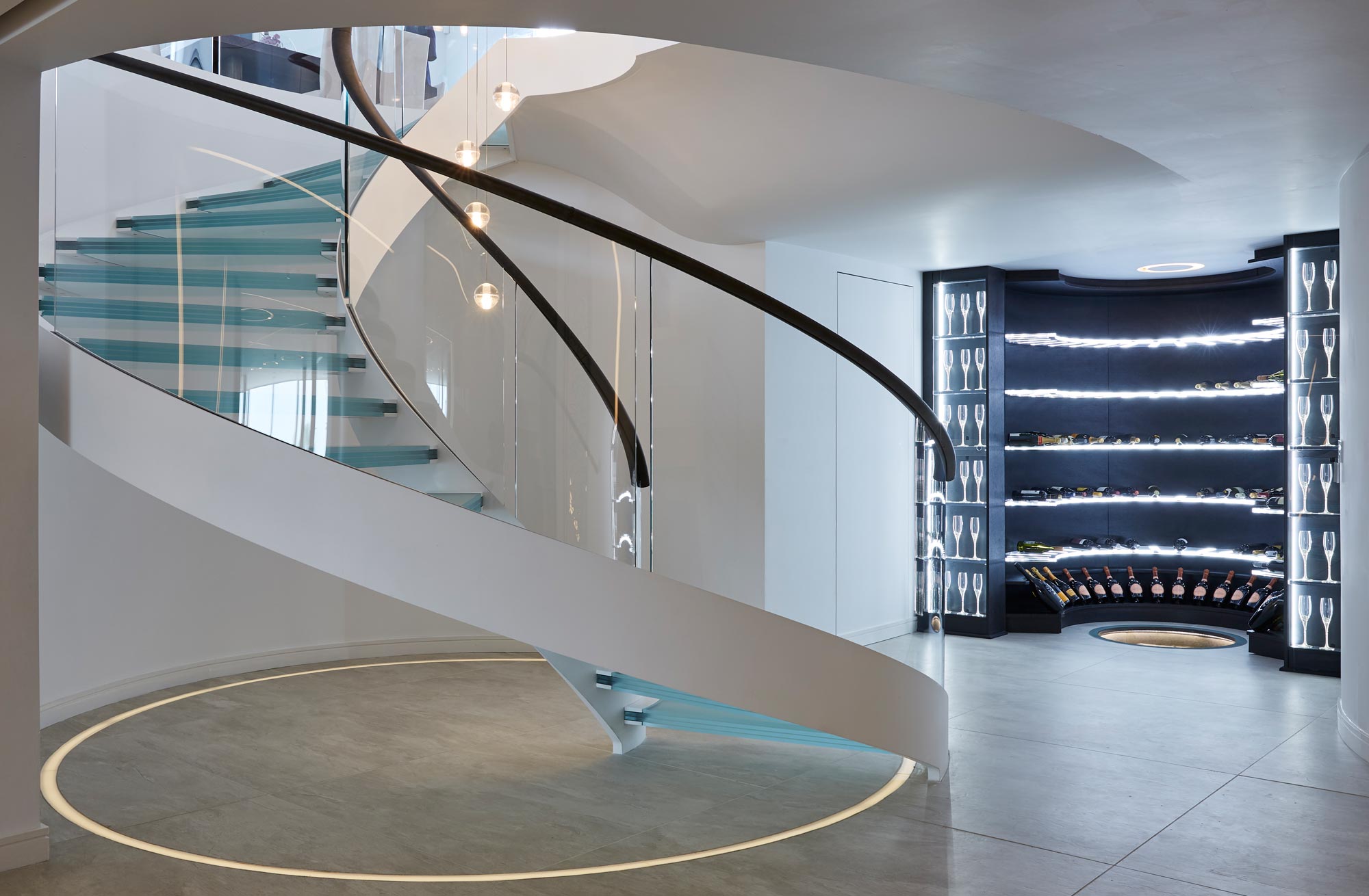 Staircase lighting designer and Bisca worked together on this project