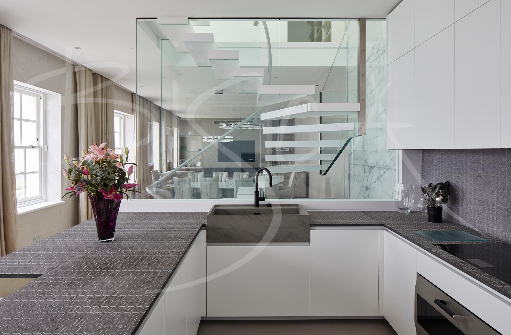 Corian Kitchen Staircase Design | London Staircases | Bisca