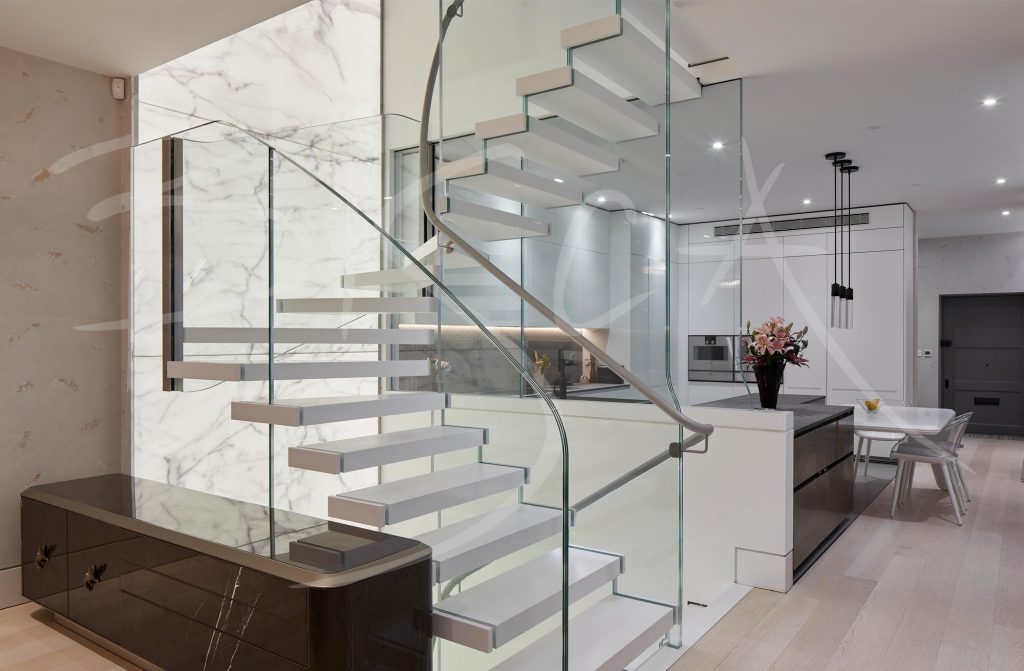 Corian Kitchen staircase design by Bisca
