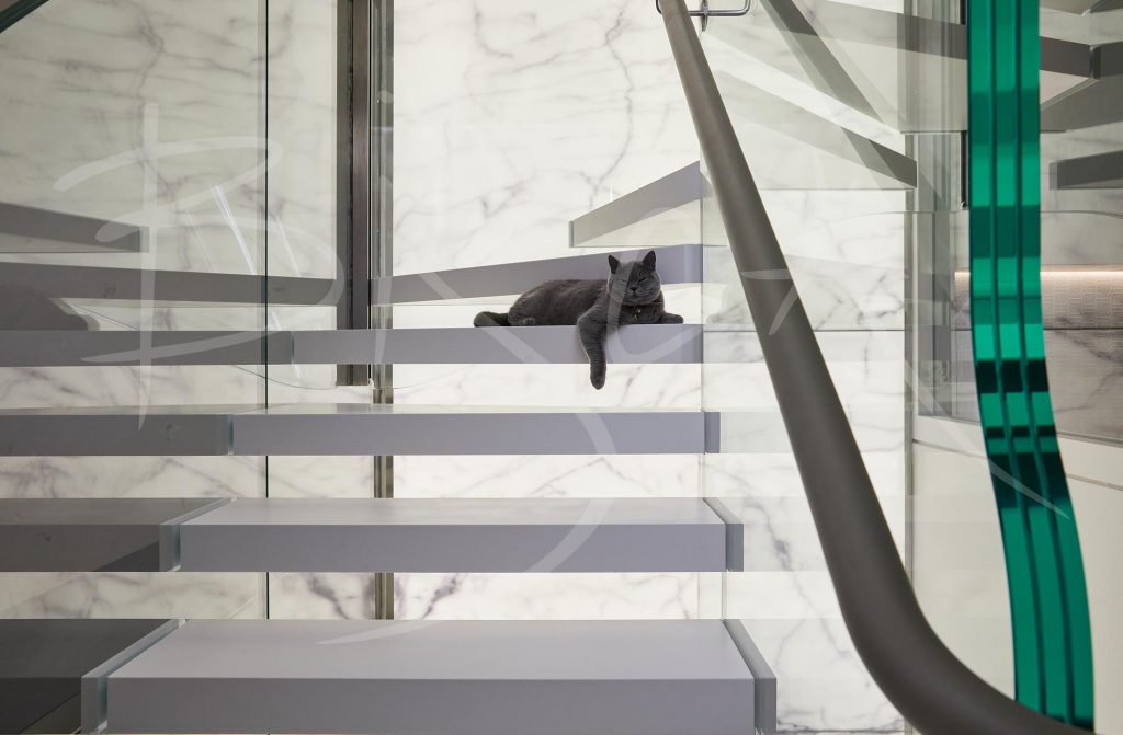 Corian Kitchen staircase design by Bisca