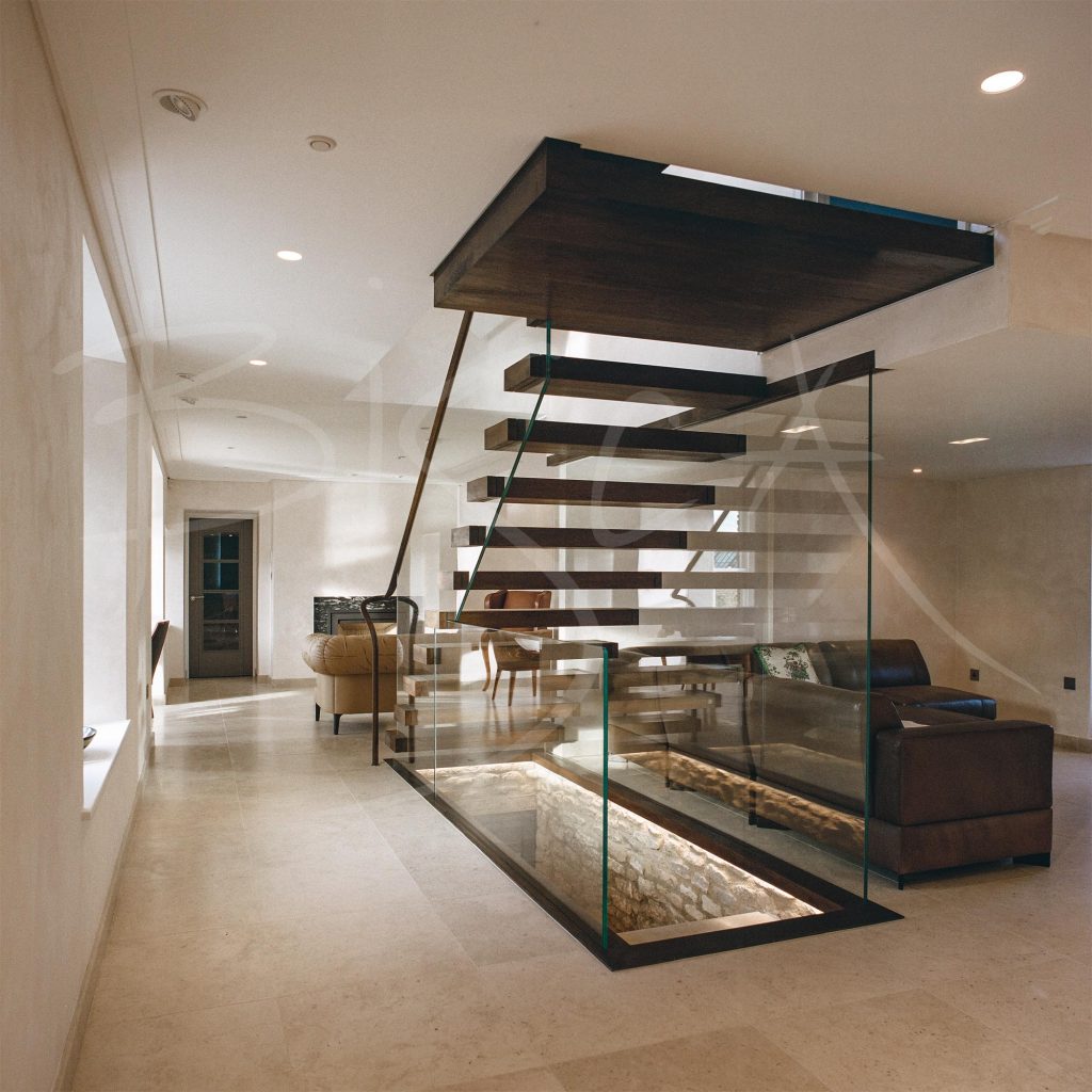 Glass Balustrade on Floating Staircase