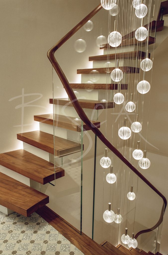Glass Balustrade with Feature Chandelier