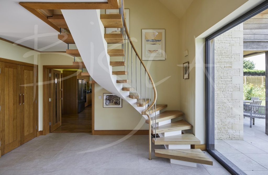 Oak Staircase with Floating Steel Structure