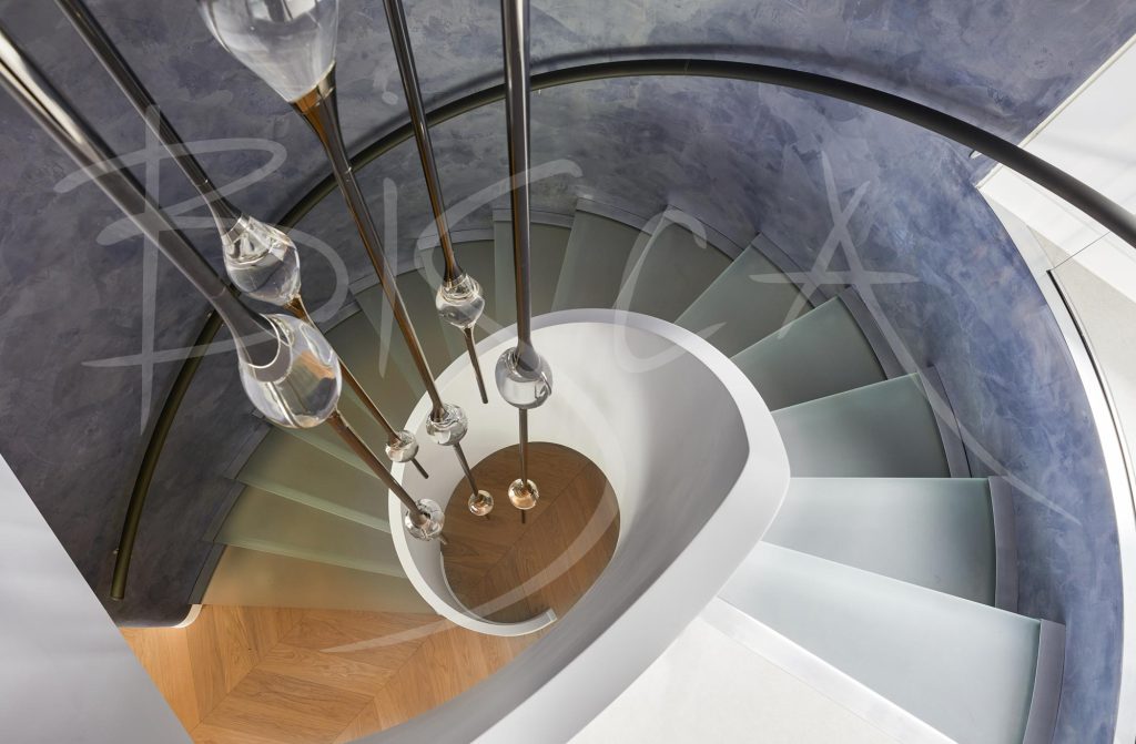 Modern Glass Staircase with Helical Structure