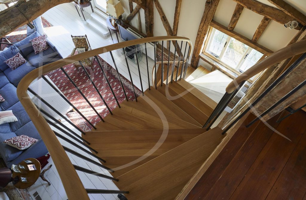 Beautiful Oak Staircase With Hand Forged Balustrade