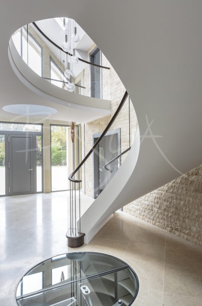 view from the back of the staircase and plastered soffit