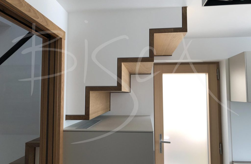 Modern kitchen staircase soffit