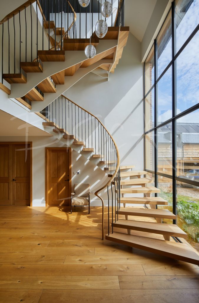 Modern Winder Staircase with Oak Treads