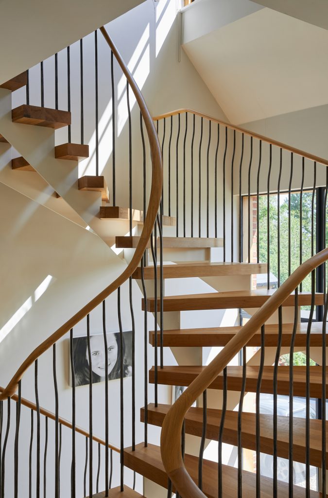 Modern Winder Staircase with Oak Handrail