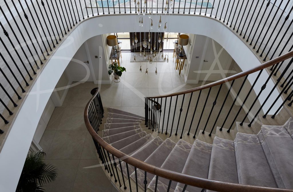 Sculptural Stone Staircase with Curved Helical Layout 9501