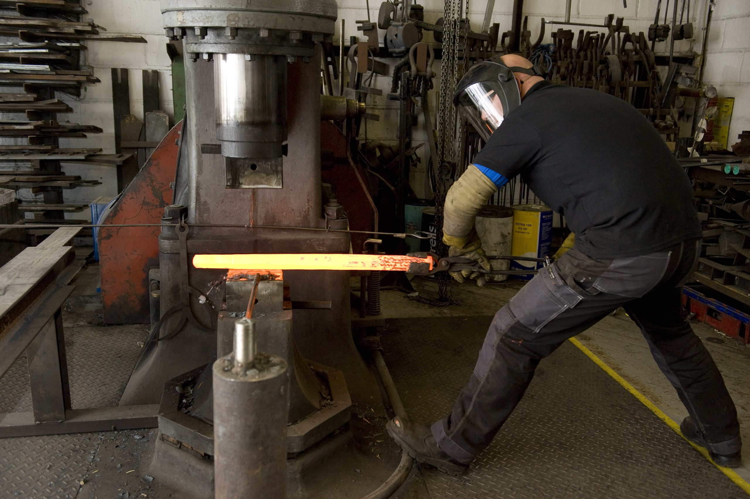 Bisca crafts hand-forged staircases with the help of its 120 year old power hammer