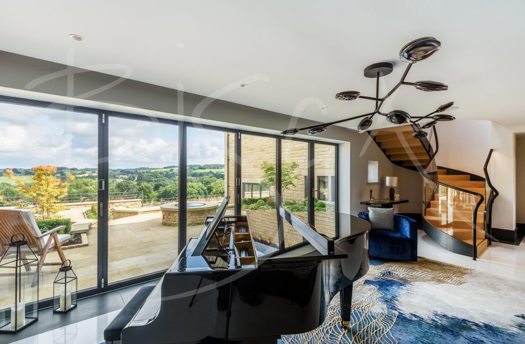 Elegant curved glass helical staircase