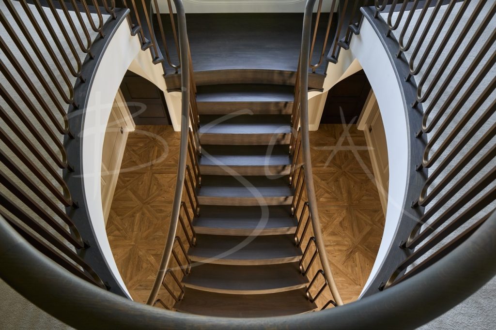 Floating Oak Staircase with Curved Landing 8146 Floating Oak Staircase with Curved Landing 8146