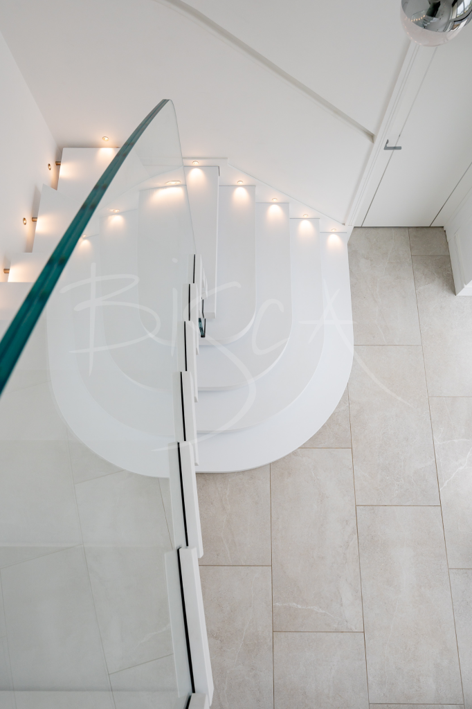 Aerial View, Staircase Lighting, Bespoke Staircase Design, Glass Corian Stair, 9601 Aerial View, Staircase Lighting, Bespoke Staircase Design, Glass Corian Stair, 9601